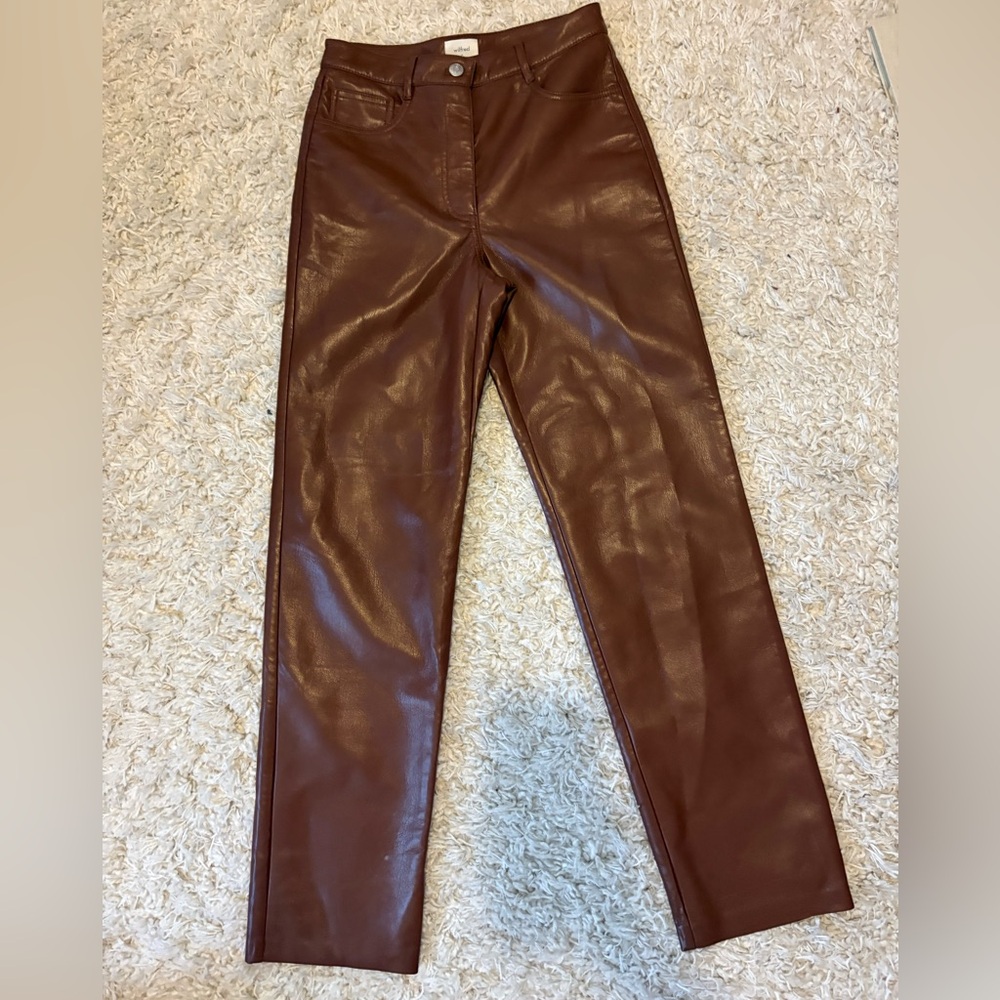 Wilfred Brown Faux Leather Pants
